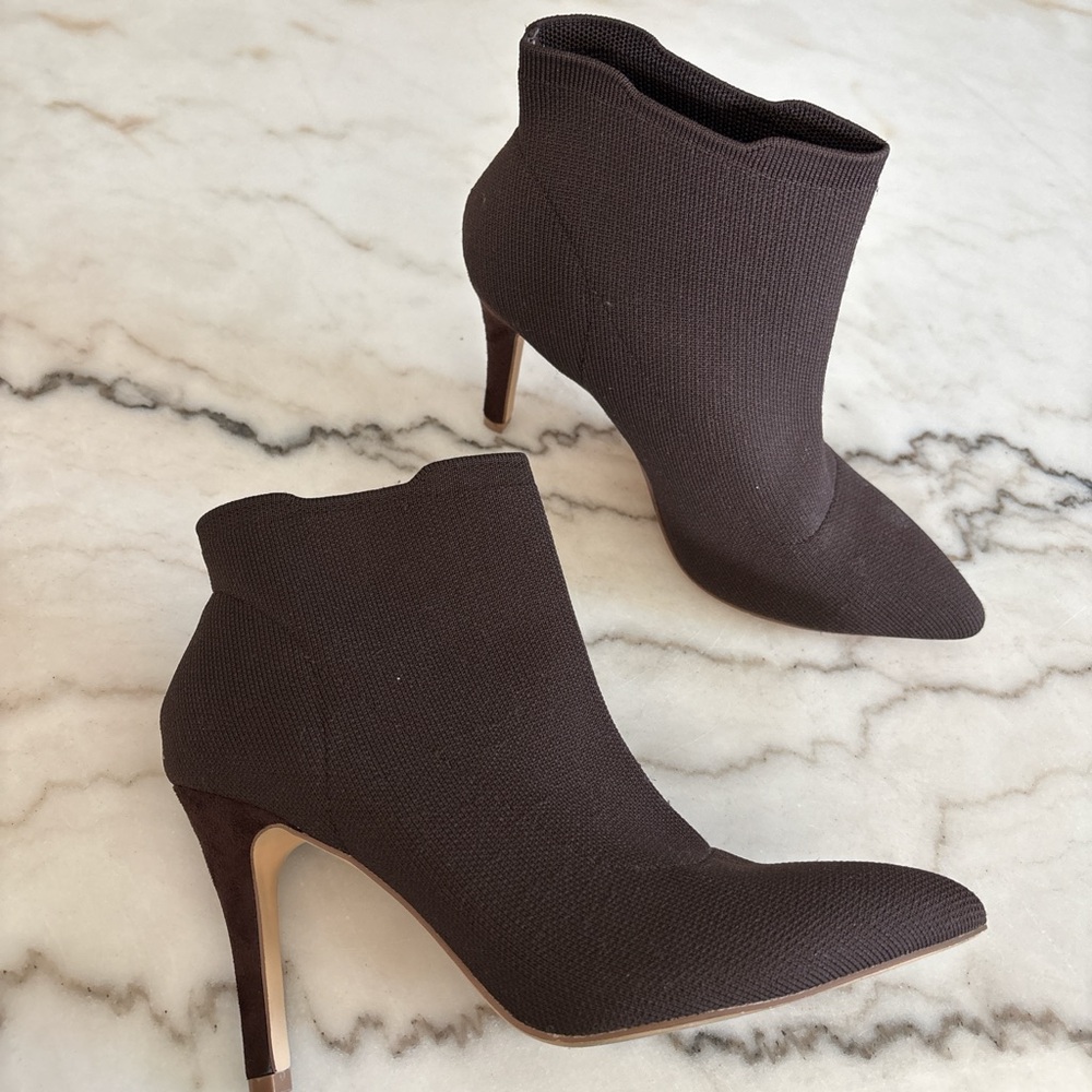 Dark Brown Heeled Ankle Boots 4.5 heel